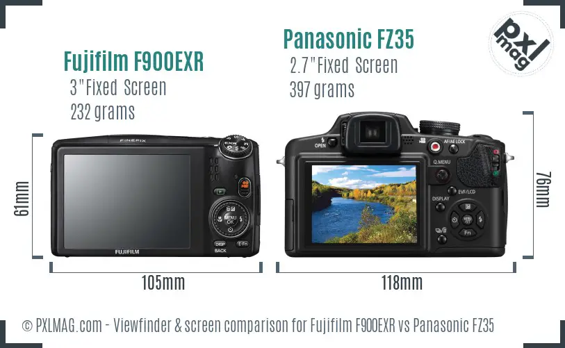 Fujifilm F900EXR vs Panasonic FZ35 Screen and Viewfinder comparison Fujifilm F900EXR vs Panasonic FZ35 Screen and Viewfinder comparison