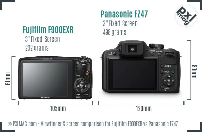 Fujifilm F900EXR vs Panasonic FZ47 Screen and Viewfinder comparison Fujifilm F900EXR vs Panasonic FZ47 Screen and Viewfinder comparison
