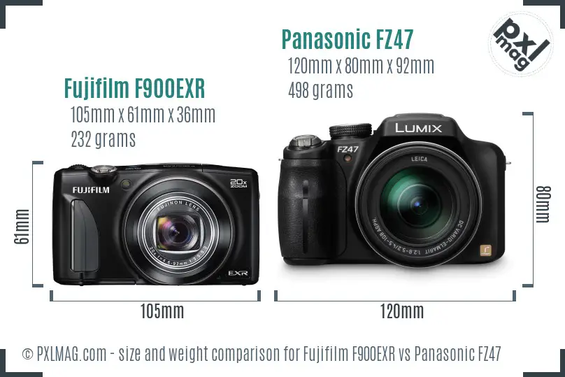 Fujifilm F900EXR vs Panasonic FZ47 size comparison Fujifilm F900EXR vs Panasonic FZ47 size comparison