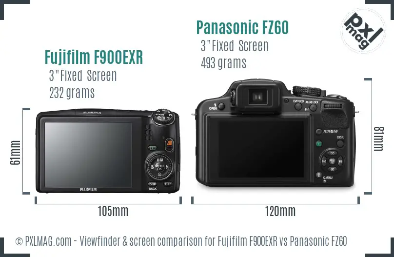 Fujifilm F900EXR vs Panasonic FZ60 Screen and Viewfinder comparison