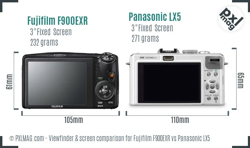 Fujifilm F900EXR vs Panasonic LX5 Screen and Viewfinder comparison