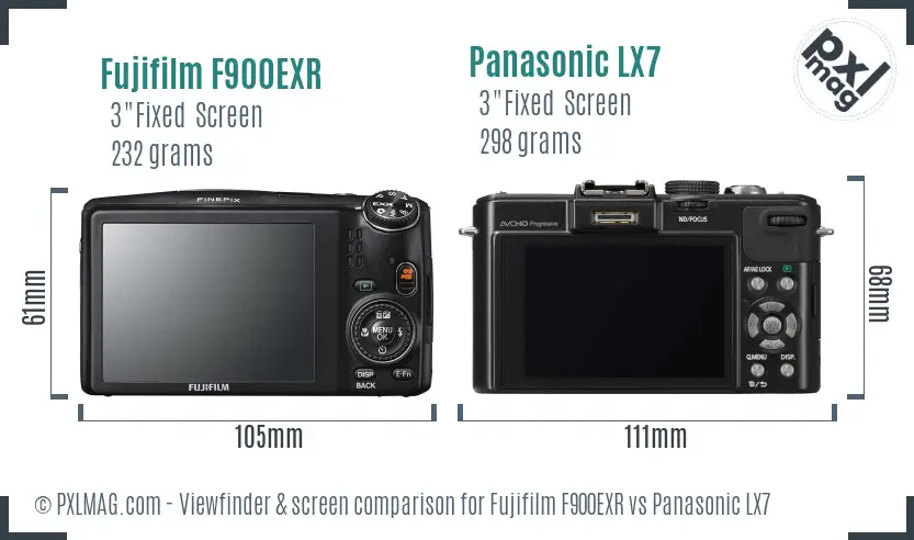 Fujifilm F900EXR vs Panasonic LX7 Screen and Viewfinder comparison Fujifilm F900EXR vs Panasonic LX7 Screen and Viewfinder comparison
