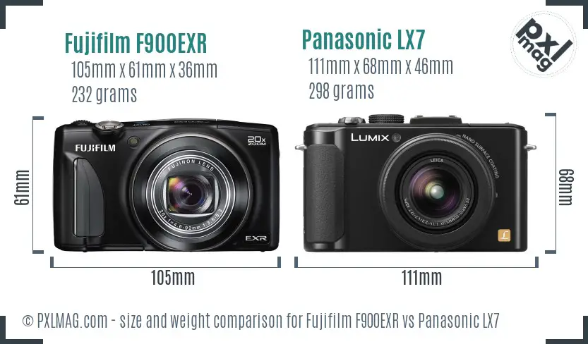 Fujifilm F900EXR vs Panasonic LX7 size comparison Fujifilm F900EXR vs Panasonic LX7 size comparison