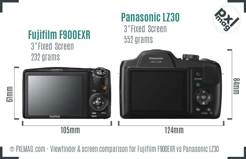 Fujifilm F900EXR vs Panasonic LZ30 Screen and Viewfinder comparison Fujifilm F900EXR vs Panasonic LZ30 Screen and Viewfinder comparison