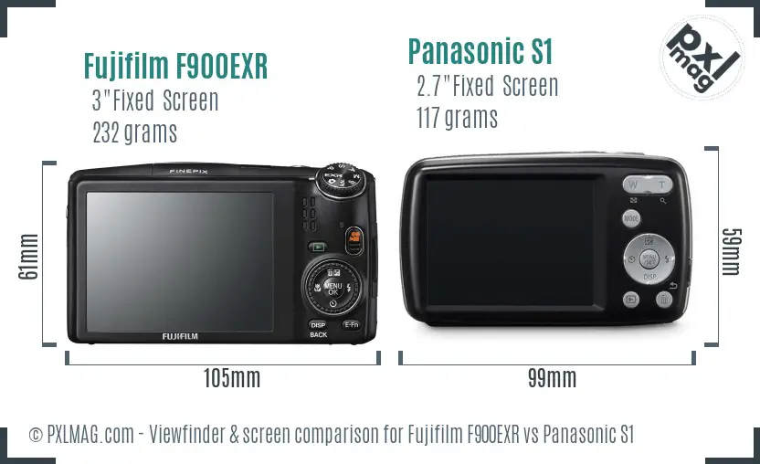 Fujifilm F900EXR vs Panasonic S1 Screen and Viewfinder comparison