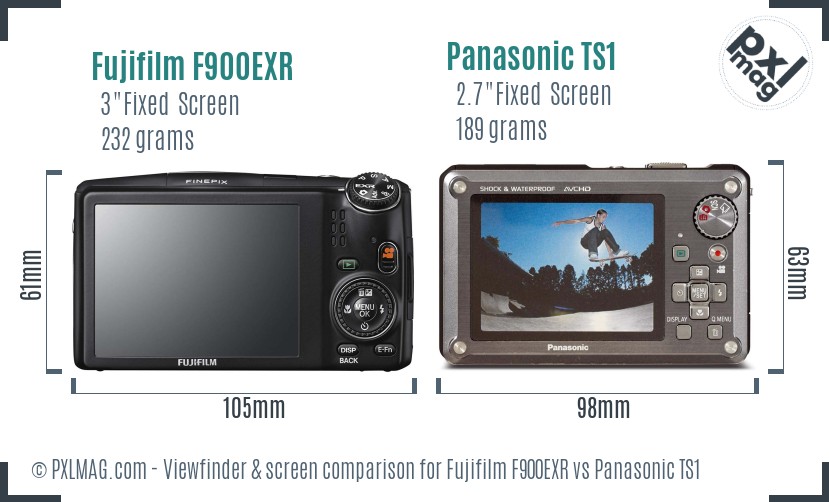 Fujifilm F900EXR vs Panasonic TS1 Screen and Viewfinder comparison
