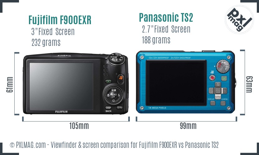 Fujifilm F900EXR vs Panasonic TS2 Screen and Viewfinder comparison