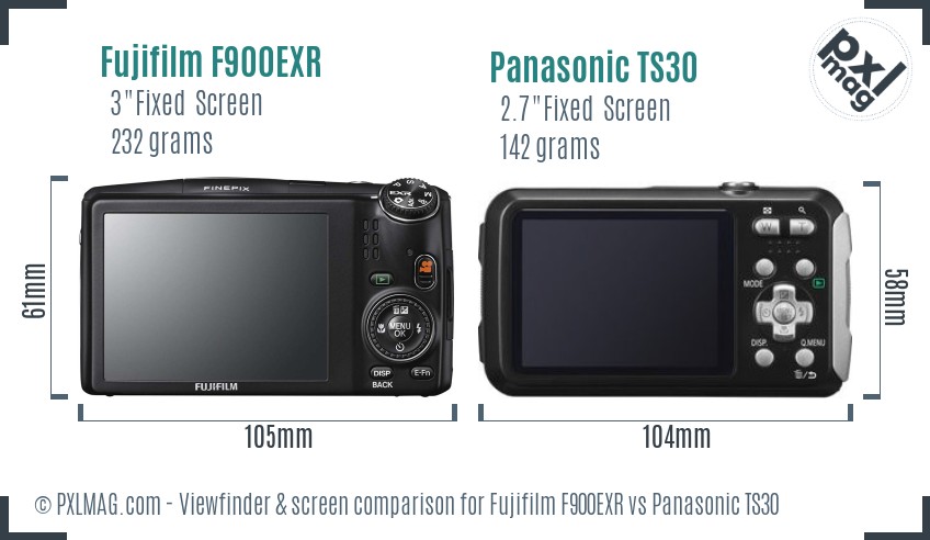 Fujifilm F900EXR vs Panasonic TS30 Screen and Viewfinder comparison