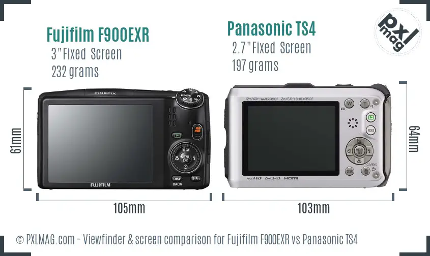 Fujifilm F900EXR vs Panasonic TS4 Screen and Viewfinder comparison