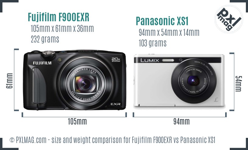 Fujifilm F900EXR vs Panasonic XS1 size comparison Fujifilm F900EXR vs Panasonic XS1 size comparison