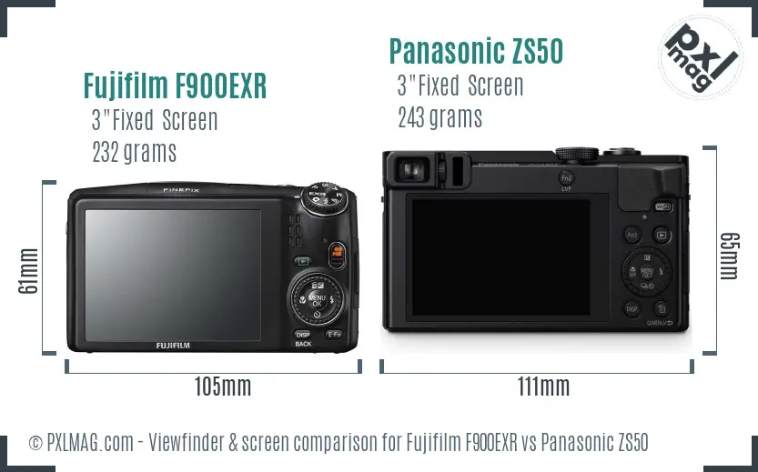 Fujifilm F900EXR vs Panasonic ZS50 Screen and Viewfinder comparison