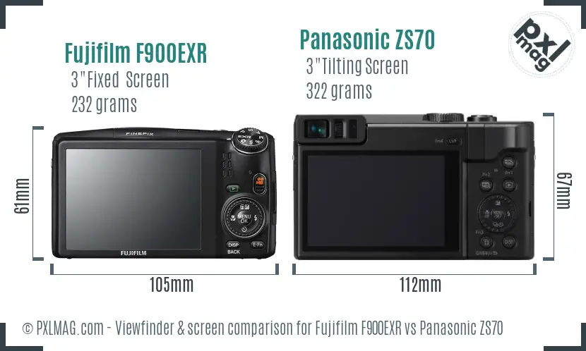 Fujifilm F900EXR vs Panasonic ZS70 Screen and Viewfinder comparison