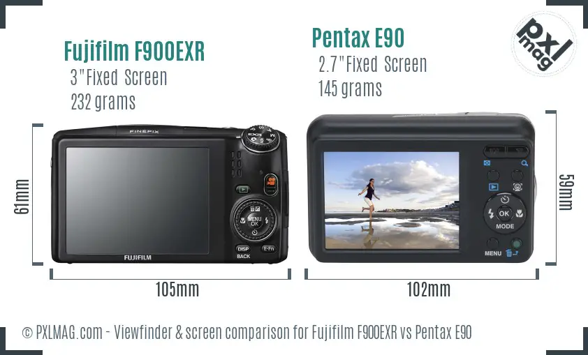Fujifilm F900EXR vs Pentax E90 Screen and Viewfinder comparison Fujifilm F900EXR vs Pentax E90 Screen and Viewfinder comparison