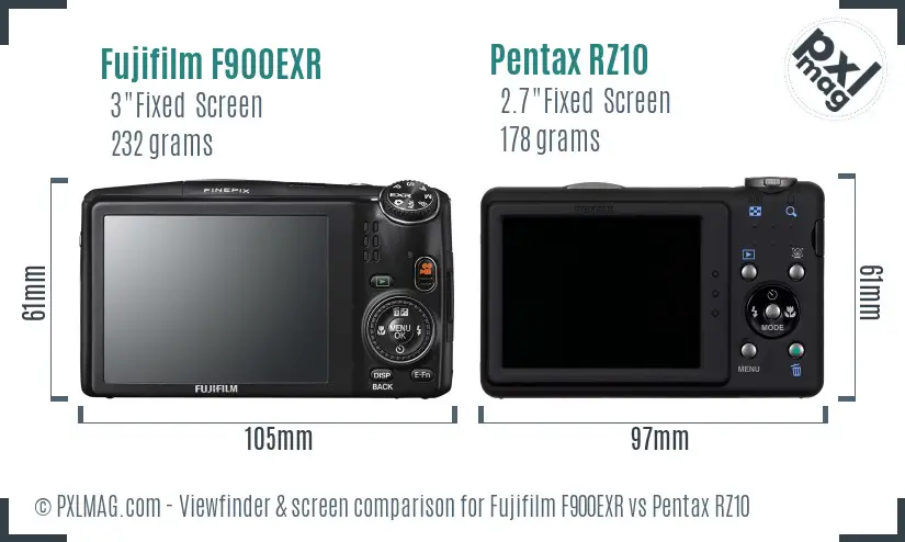 Fujifilm F900EXR vs Pentax RZ10 Screen and Viewfinder comparison