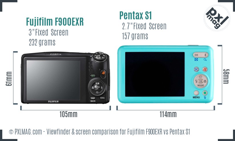 Fujifilm F900EXR vs Pentax S1 Screen and Viewfinder comparison