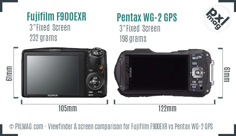 Fujifilm F900EXR vs Pentax WG-2 GPS Screen and Viewfinder comparison Fujifilm F900EXR vs Pentax WG-2 GPS Screen and Viewfinder comparison