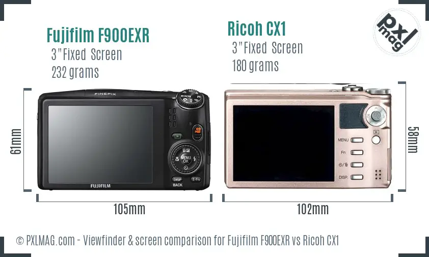 Fujifilm F900EXR vs Ricoh CX1 Screen and Viewfinder comparison