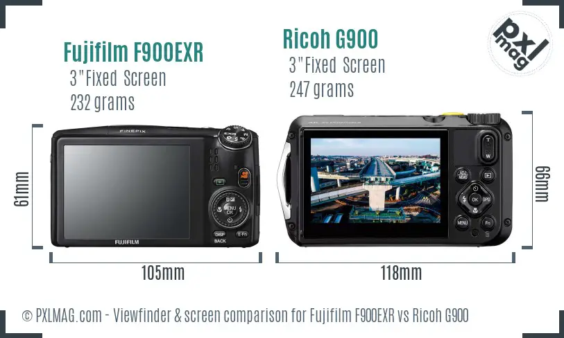 Fujifilm F900EXR vs Ricoh G900 Screen and Viewfinder comparison