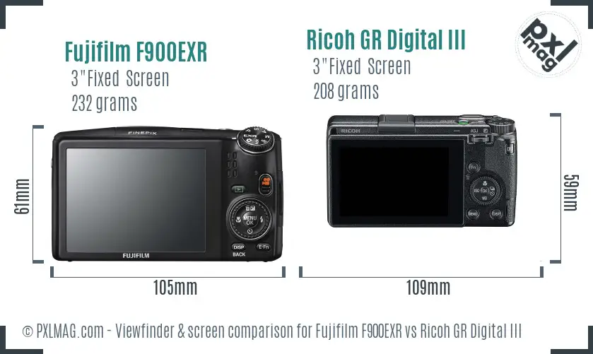 Fujifilm F900EXR vs Ricoh GR Digital III Screen and Viewfinder comparison Fujifilm F900EXR vs Ricoh GR Digital III Screen and Viewfinder comparison