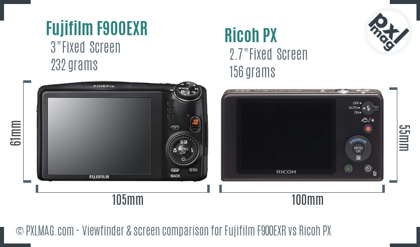 Fujifilm F900EXR vs Ricoh PX Screen and Viewfinder comparison