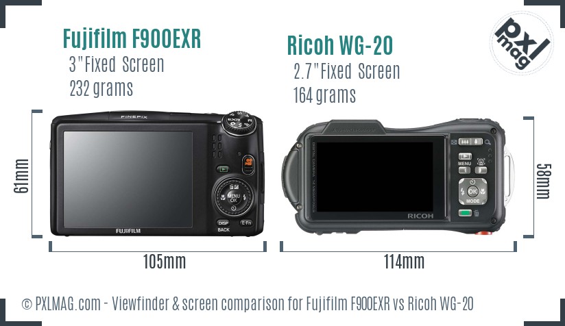 Fujifilm F900EXR vs Ricoh WG-20 Screen and Viewfinder comparison