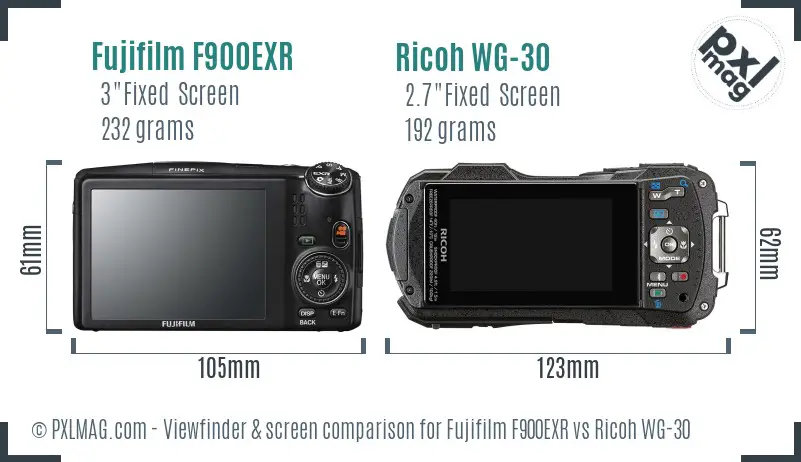Fujifilm F900EXR vs Ricoh WG-30 Screen and Viewfinder comparison Fujifilm F900EXR vs Ricoh WG-30 Screen and Viewfinder comparison