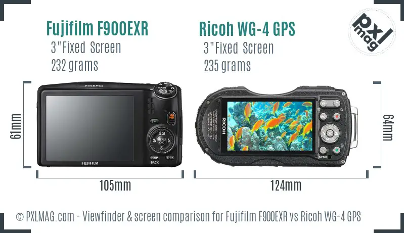Fujifilm F900EXR vs Ricoh WG-4 GPS Screen and Viewfinder comparison Fujifilm F900EXR vs Ricoh WG-4 GPS Screen and Viewfinder comparison