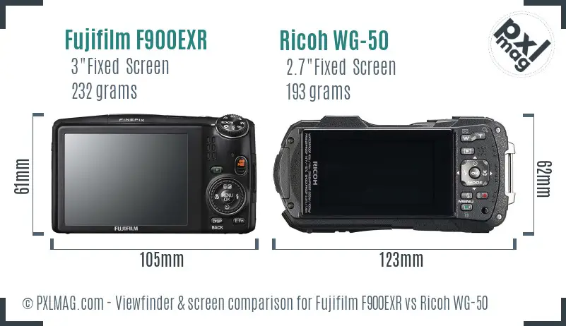 Fujifilm F900EXR vs Ricoh WG-50 Screen and Viewfinder comparison