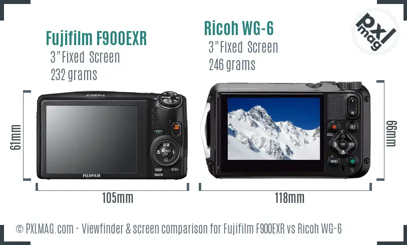 Fujifilm F900EXR vs Ricoh WG-6 Screen and Viewfinder comparison