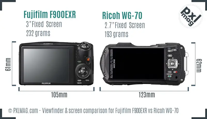 Fujifilm F900EXR vs Ricoh WG-70 Screen and Viewfinder comparison