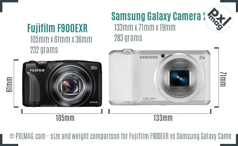 Fujifilm F900EXR vs Samsung Galaxy Camera 2 size comparison