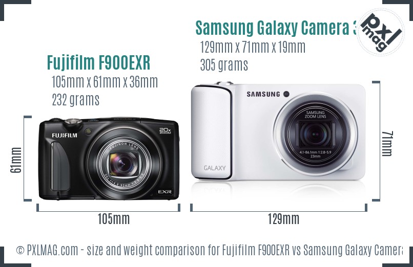 Fujifilm F900EXR vs Samsung Galaxy Camera 3G size comparison Fujifilm F900EXR vs Samsung Galaxy Camera 3G size comparison