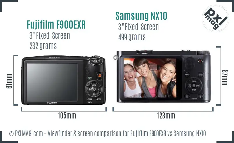 Fujifilm F900EXR vs Samsung NX10 Screen and Viewfinder comparison Fujifilm F900EXR vs Samsung NX10 Screen and Viewfinder comparison