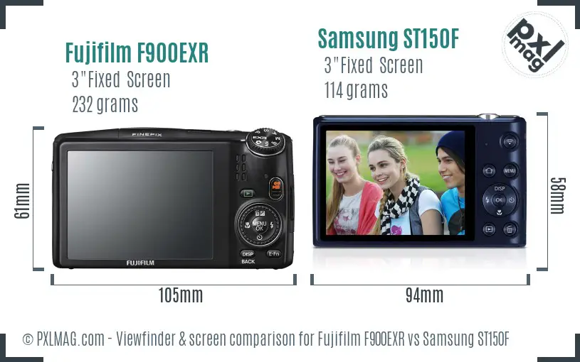 Fujifilm F900EXR vs Samsung ST150F Screen and Viewfinder comparison