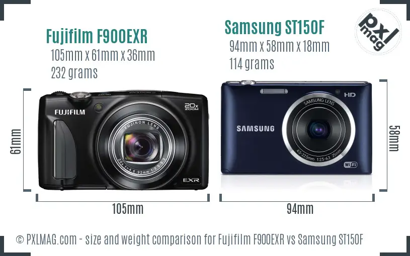 Fujifilm F900EXR vs Samsung ST150F size comparison