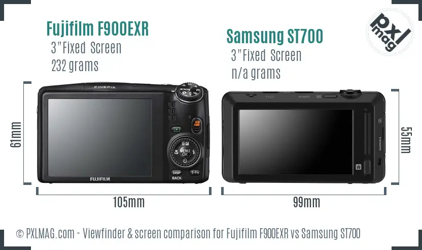 Fujifilm F900EXR vs Samsung ST700 Screen and Viewfinder comparison