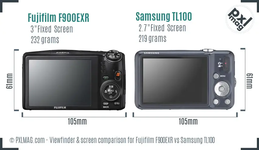 Fujifilm F900EXR vs Samsung TL100 Screen and Viewfinder comparison Fujifilm F900EXR vs Samsung TL100 Screen and Viewfinder comparison