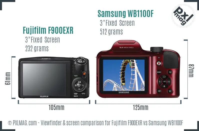 Fujifilm F900EXR vs Samsung WB1100F Screen and Viewfinder comparison