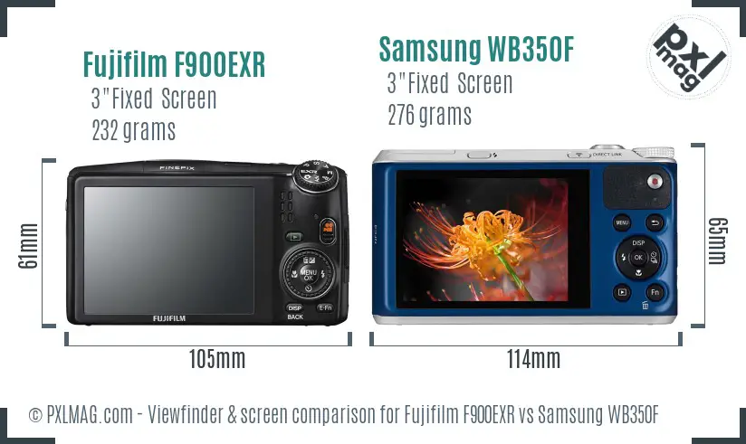 Fujifilm F900EXR vs Samsung WB350F Screen and Viewfinder comparison