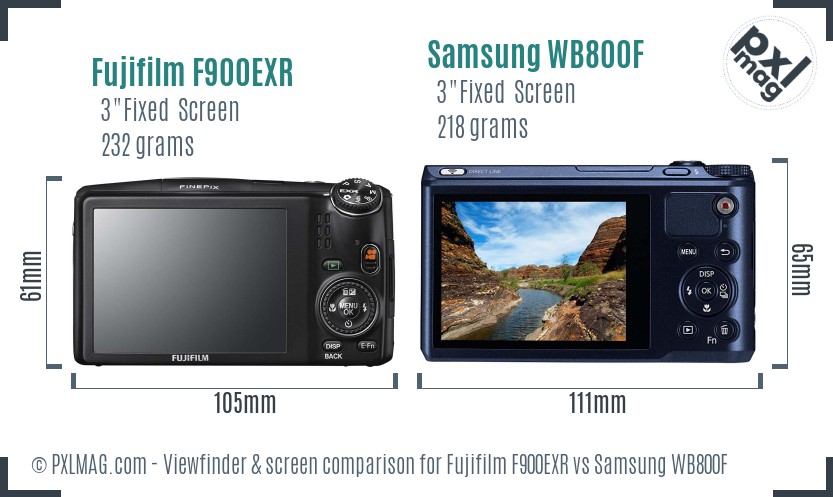 Fujifilm F900EXR vs Samsung WB800F Screen and Viewfinder comparison