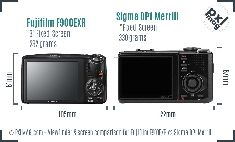 Fujifilm F900EXR vs Sigma DP1 Merrill Screen and Viewfinder comparison