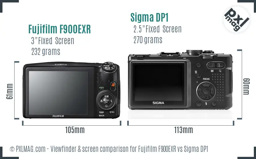 Fujifilm F900EXR vs Sigma DP1 Screen and Viewfinder comparison Fujifilm F900EXR vs Sigma DP1 Screen and Viewfinder comparison