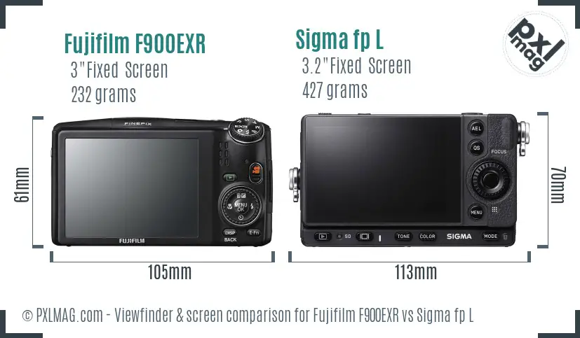 Fujifilm F900EXR vs Sigma fp L Screen and Viewfinder comparison