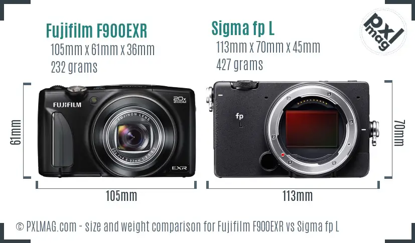 Fujifilm F900EXR vs Sigma fp L size comparison