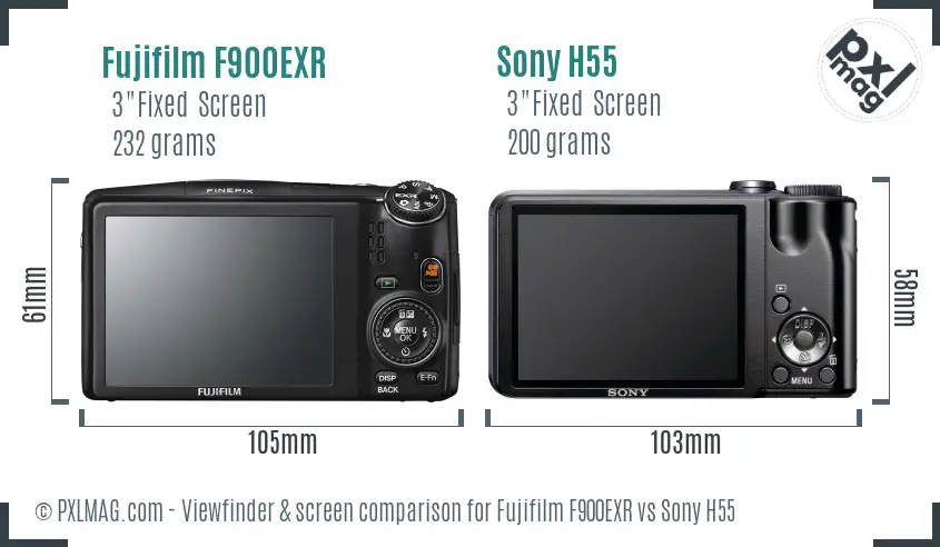 Fujifilm F900EXR vs Sony H55 Screen and Viewfinder comparison Fujifilm F900EXR vs Sony H55 Screen and Viewfinder comparison