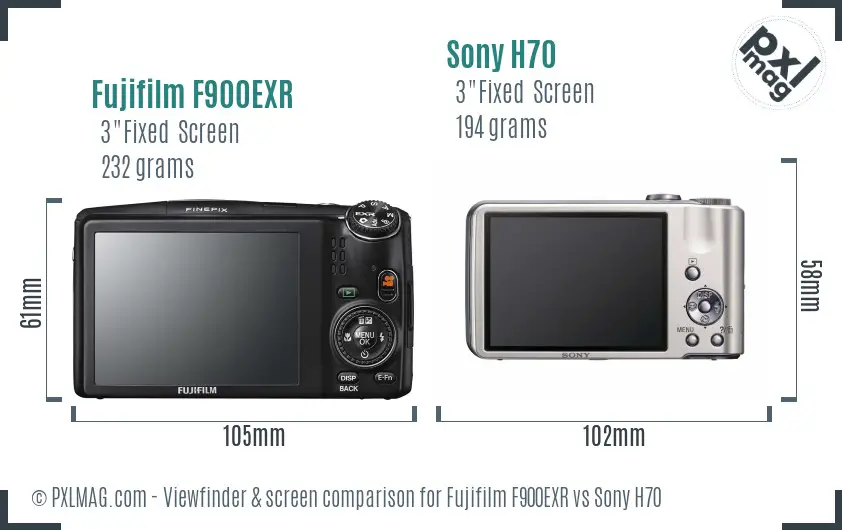 Fujifilm F900EXR vs Sony H70 Screen and Viewfinder comparison
