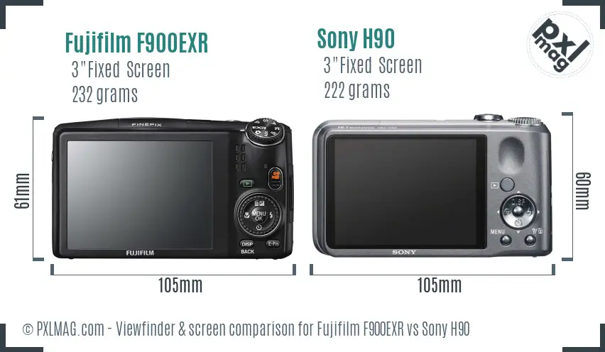 Fujifilm F900EXR vs Sony H90 Screen and Viewfinder comparison