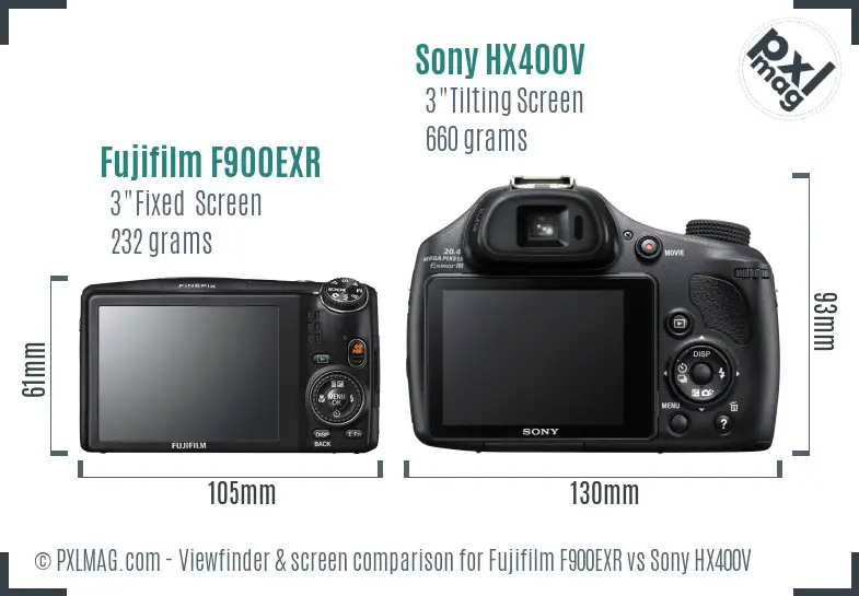 Fujifilm F900EXR vs Sony HX400V Screen and Viewfinder comparison