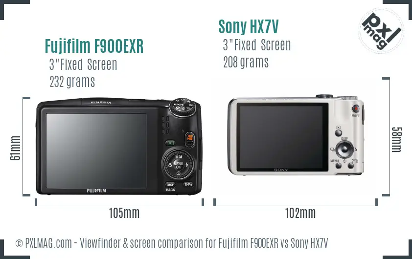 Fujifilm F900EXR vs Sony HX7V Screen and Viewfinder comparison