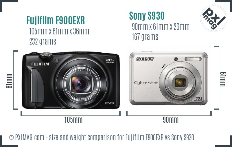 Fujifilm F900EXR vs Sony S930 size comparison Fujifilm F900EXR vs Sony S930 size comparison